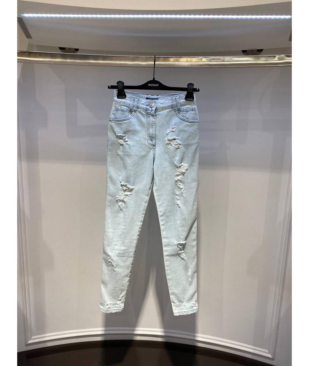 BALMAIN Голубые хлопковые джинсы слим, фото 3