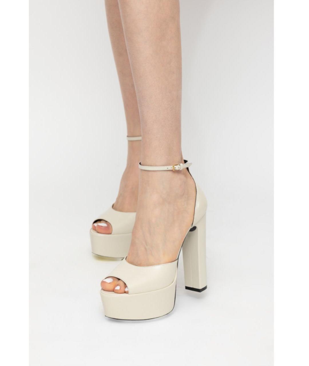 SAINT LAURENT Белые кожаные туфли, фото 2