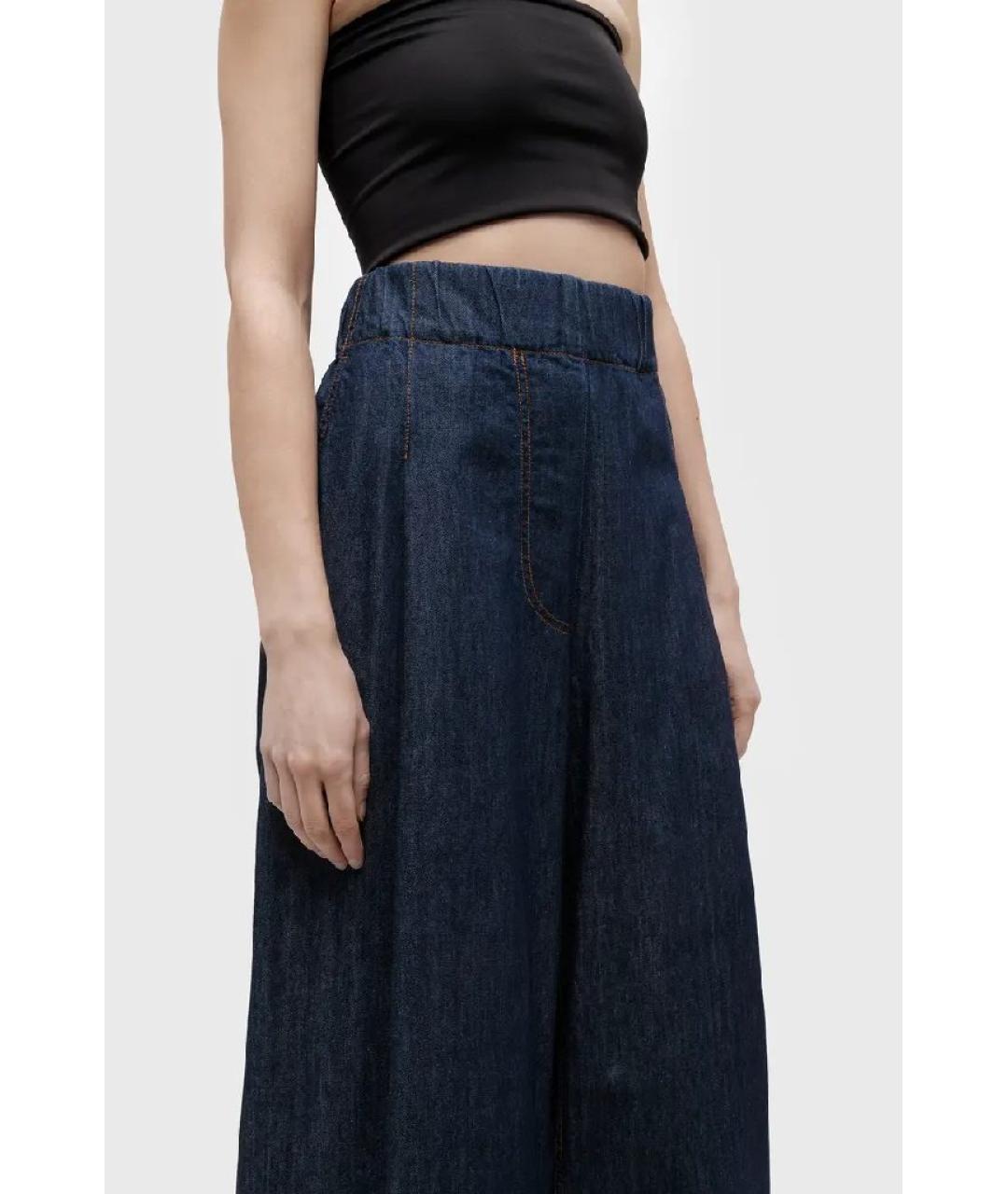 DRIES VAN NOTEN Темно-синие хлопковые джинсы клеш, фото 4