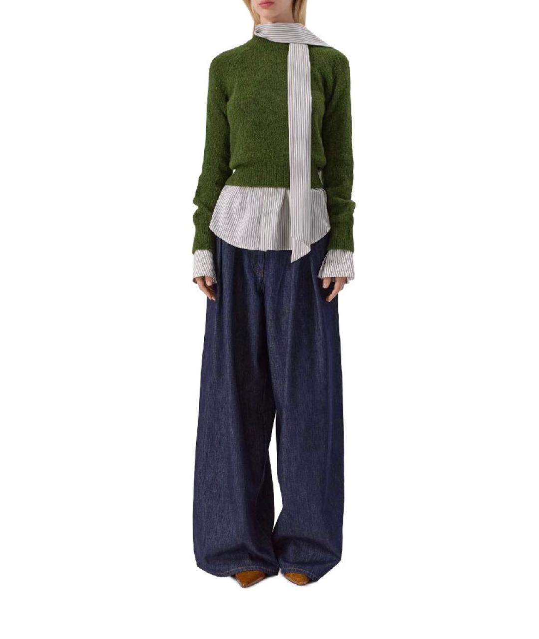 DRIES VAN NOTEN Темно-синие хлопковые джинсы клеш, фото 7