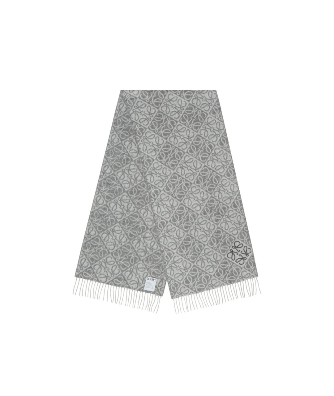 LOEWE Серый кашемировый шарф, фото 1