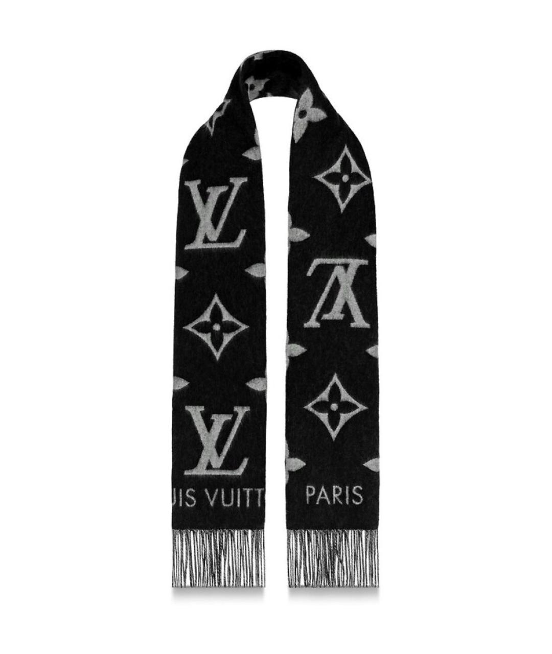 LOUIS VUITTON Черный кашемировый шарф, фото 2