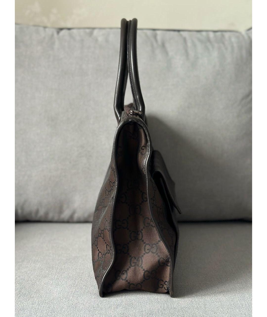 GUCCI Коричневая тканевая сумка тоут, фото 5