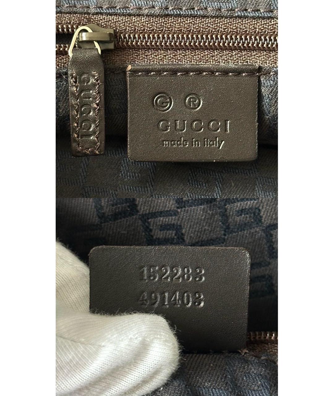 GUCCI Коричневая тканевая сумка тоут, фото 8