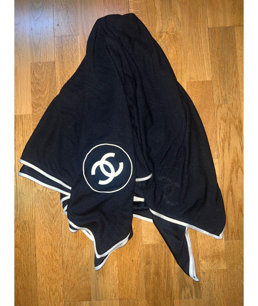 CHANEL Черный кашемировый шарф, фото 4