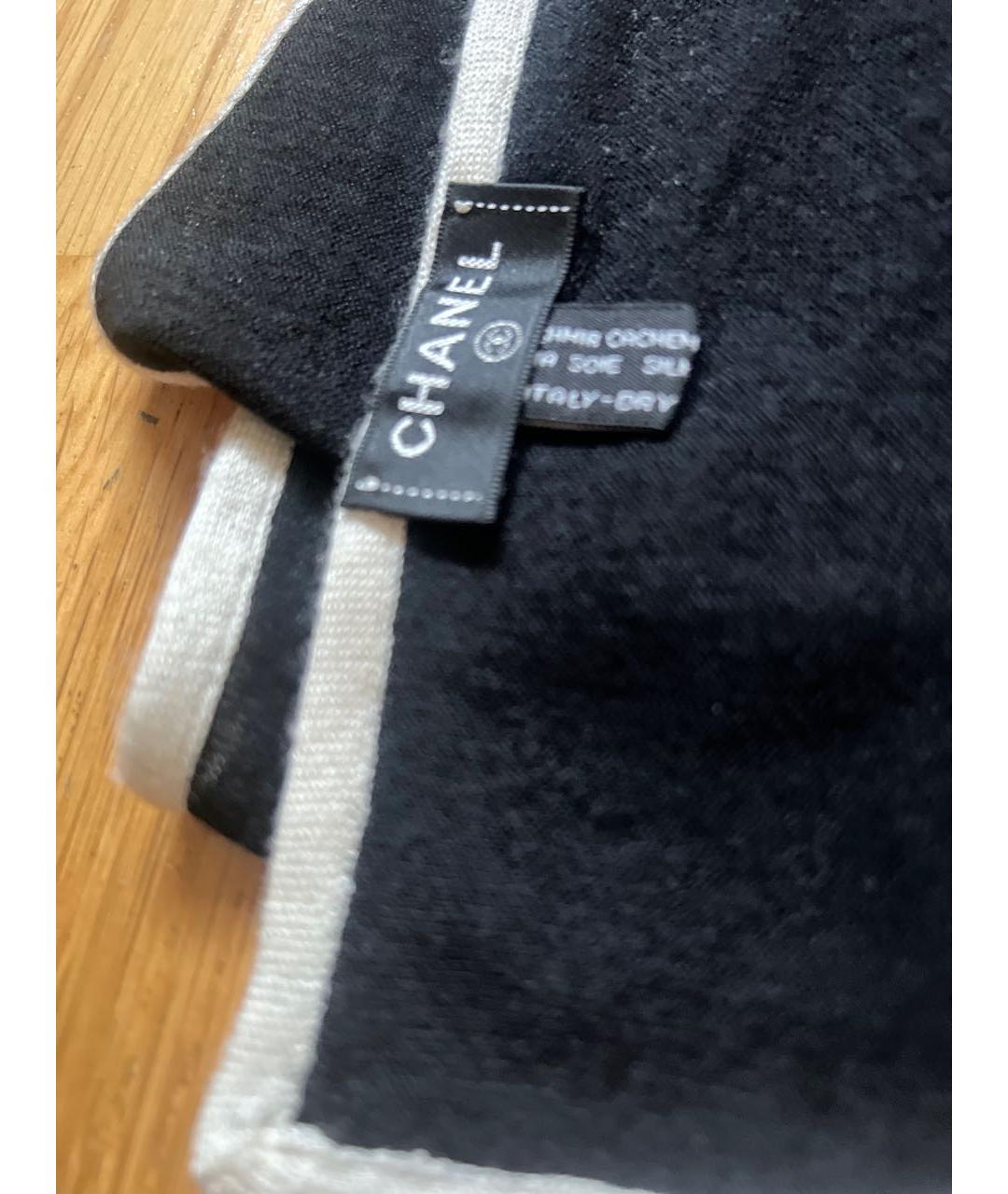 CHANEL Черный кашемировый шарф, фото 2