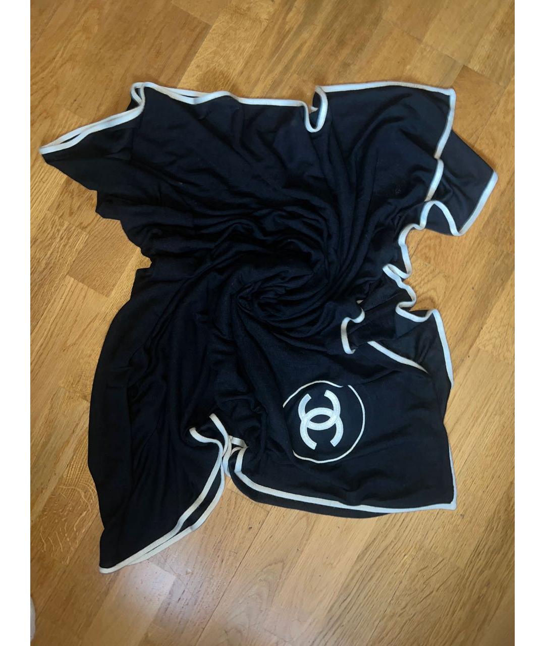 CHANEL Черный кашемировый шарф, фото 3