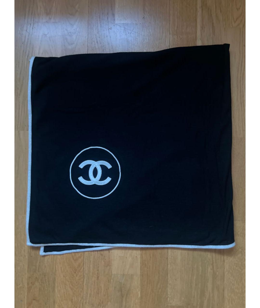 CHANEL Черный кашемировый шарф, фото 5