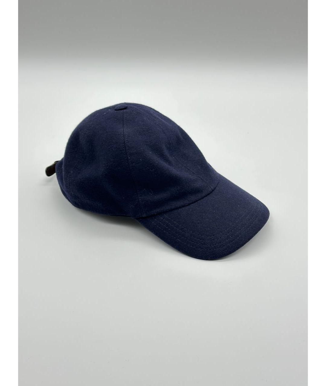 BRUNELLO CUCINELLI Темно-синяя шерстяная кепка/бейсболка, фото 5