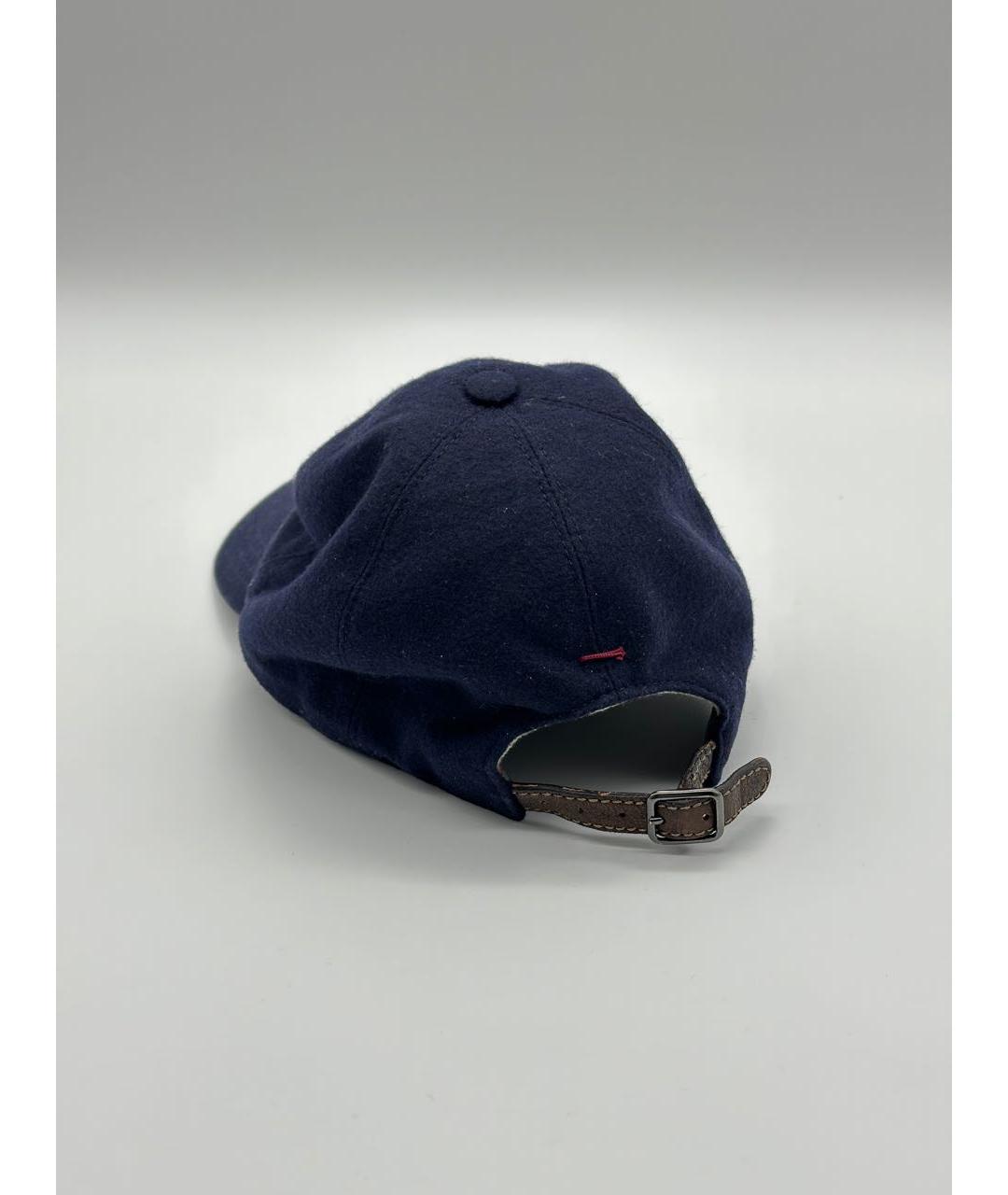 BRUNELLO CUCINELLI Темно-синяя шерстяная кепка/бейсболка, фото 3