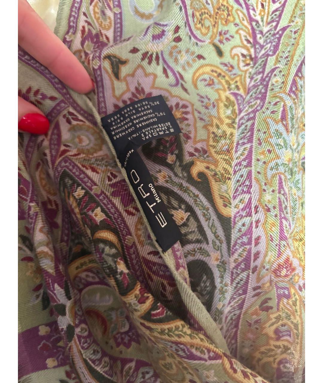 ETRO Зеленый кашемировый шарф, фото 6