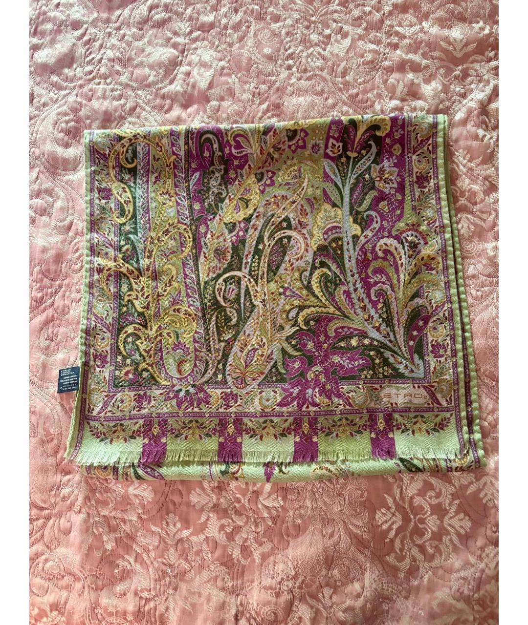 ETRO Зеленый кашемировый шарф, фото 9