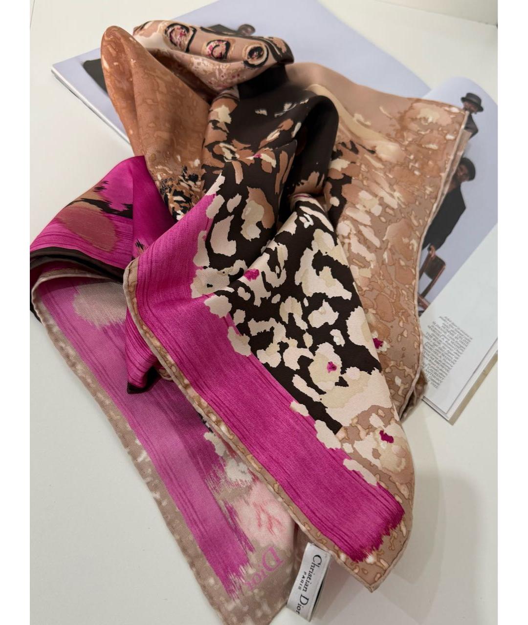 CHRISTIAN DIOR Розовый шелковый платок, фото 6