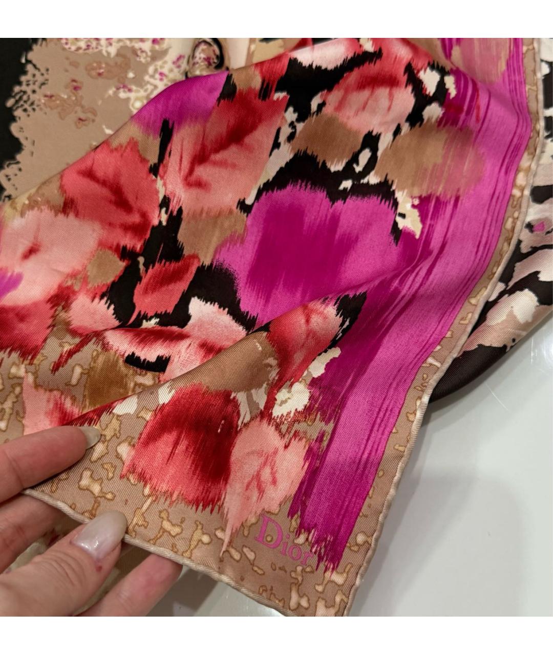 CHRISTIAN DIOR Розовый шелковый платок, фото 2