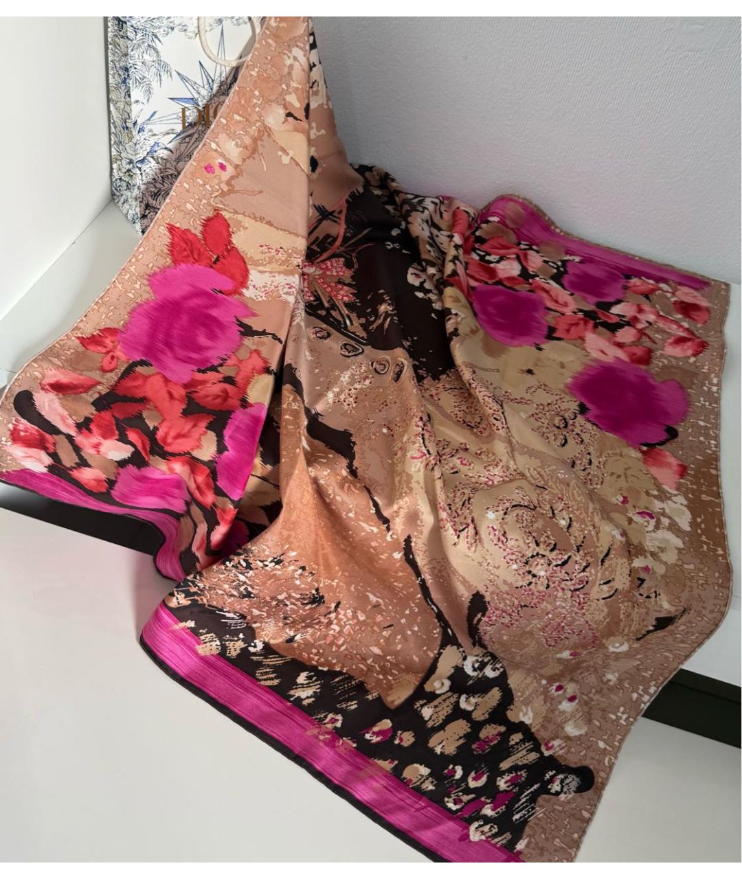CHRISTIAN DIOR Розовый шелковый платок, фото 7