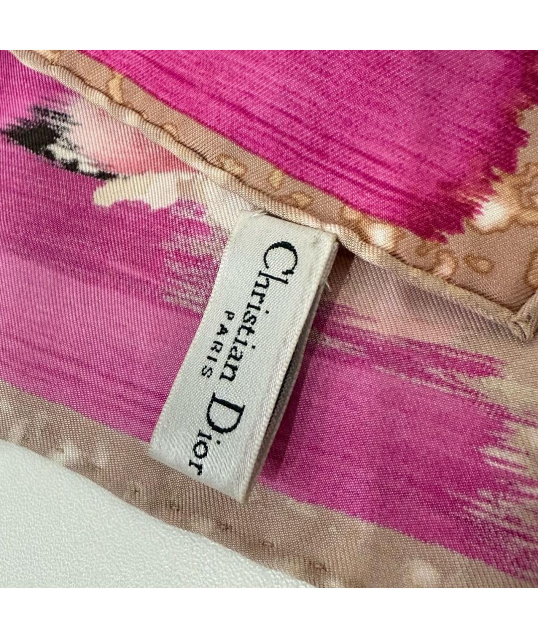 CHRISTIAN DIOR Розовый шелковый платок, фото 3