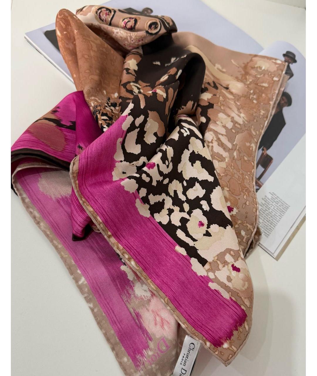 CHRISTIAN DIOR Розовый шелковый платок, фото 4