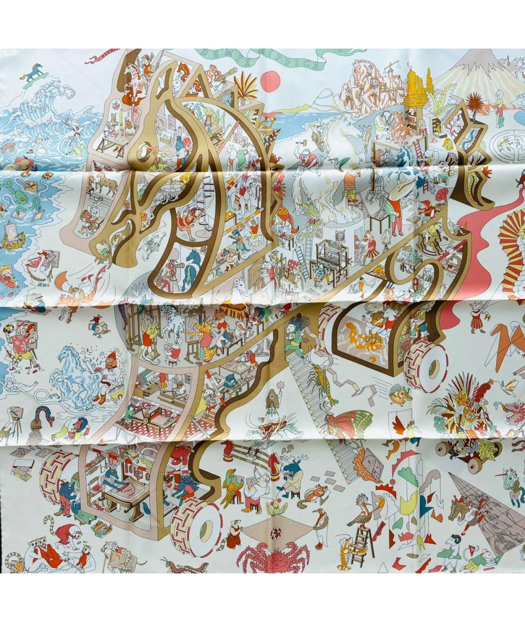 HERMES Мульти шелковый платок, фото 1