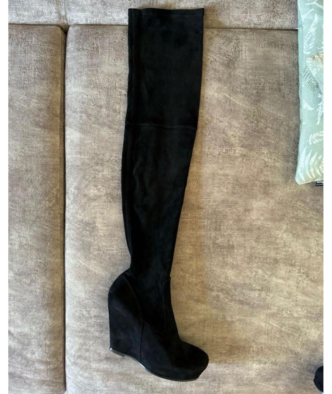 RICK OWENS Черные замшевые ботфорты, фото 6