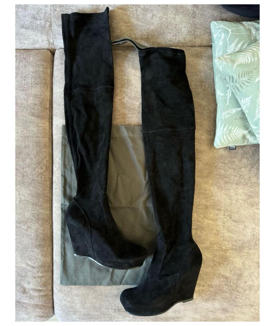 RICK OWENS Черные замшевые ботфорты, фото 5