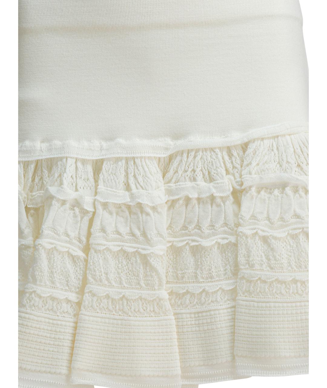 ALAIA Белая шерстяная юбка мини, фото 3