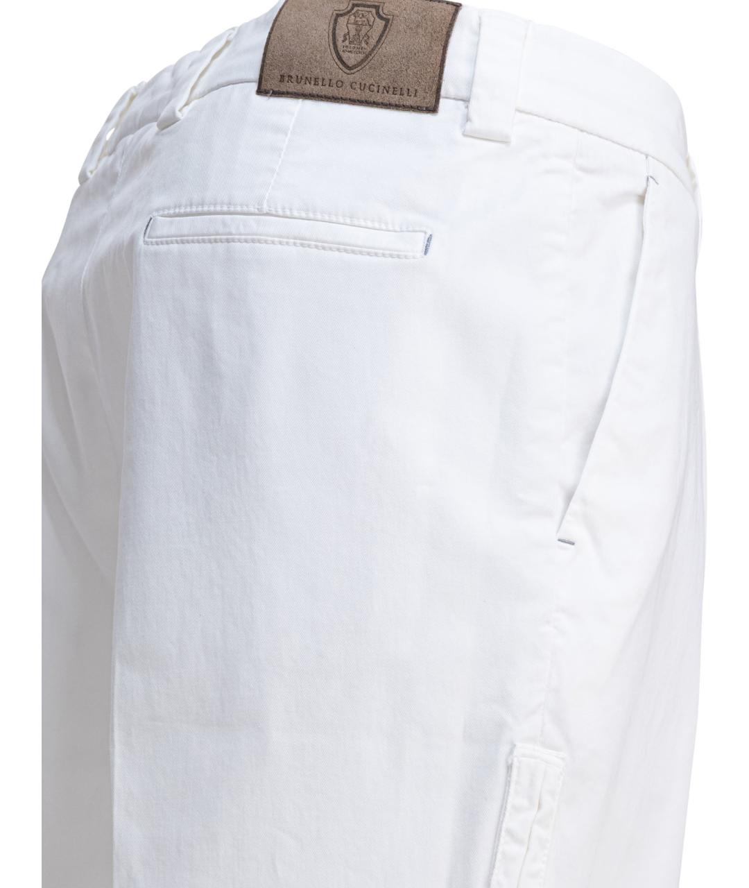 BRUNELLO CUCINELLI Белые хлопковые повседневные брюки, фото 4