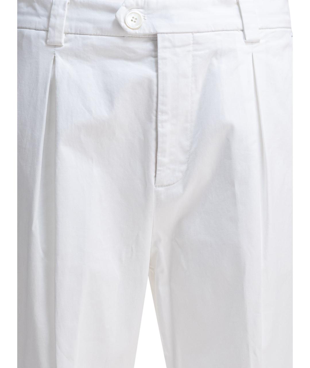 BRUNELLO CUCINELLI Белые хлопковые повседневные брюки, фото 3