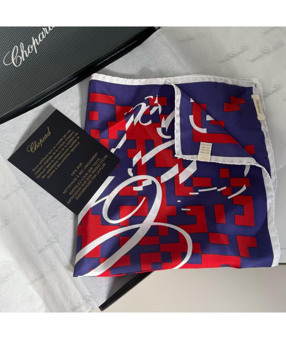 CHOPARD Темно-синий шелковый платок, фото 2