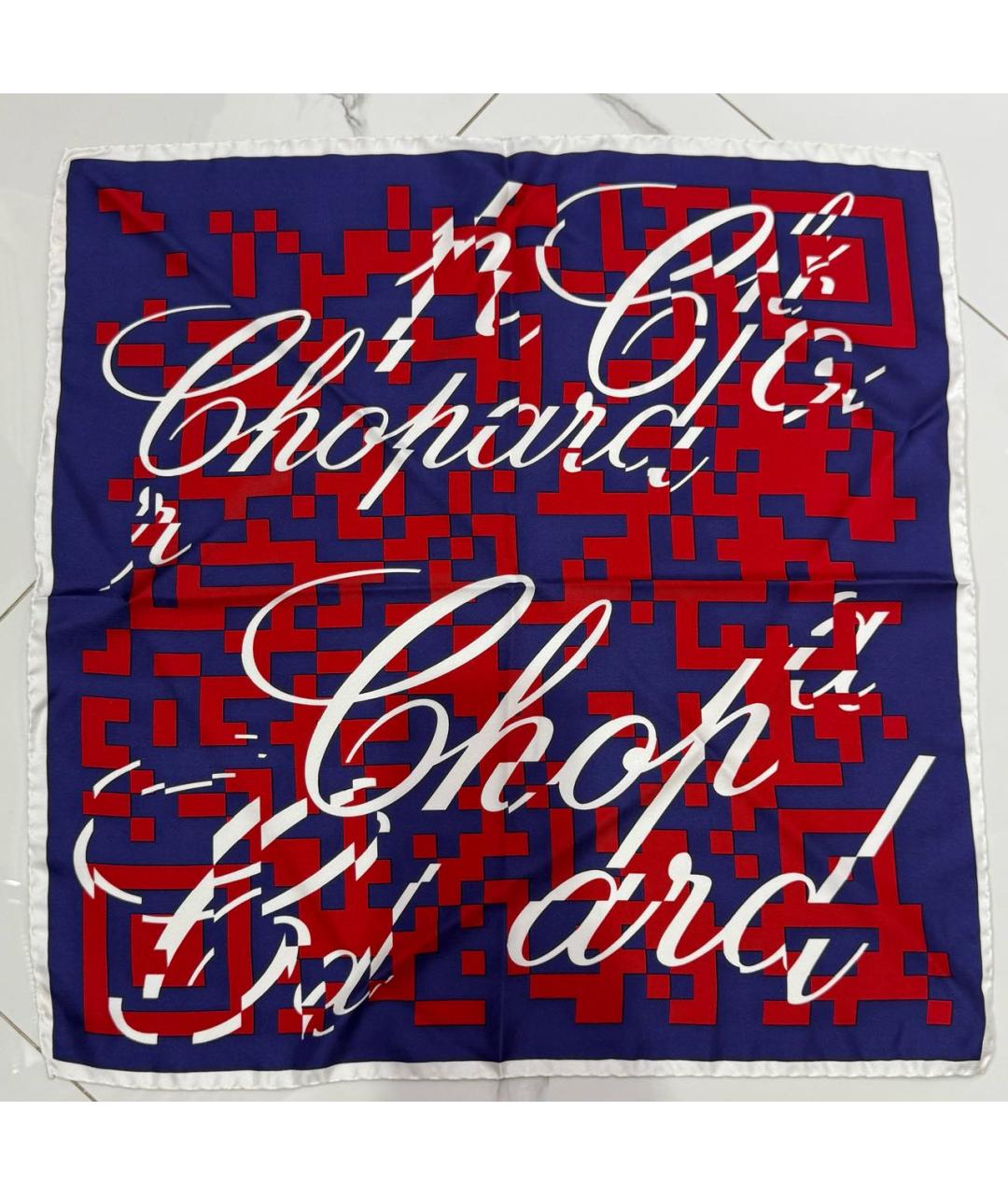CHOPARD Темно-синий шелковый платок, фото 5