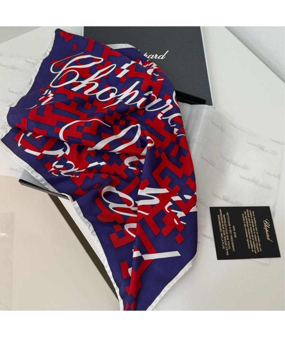 CHOPARD Темно-синий шелковый платок, фото 3