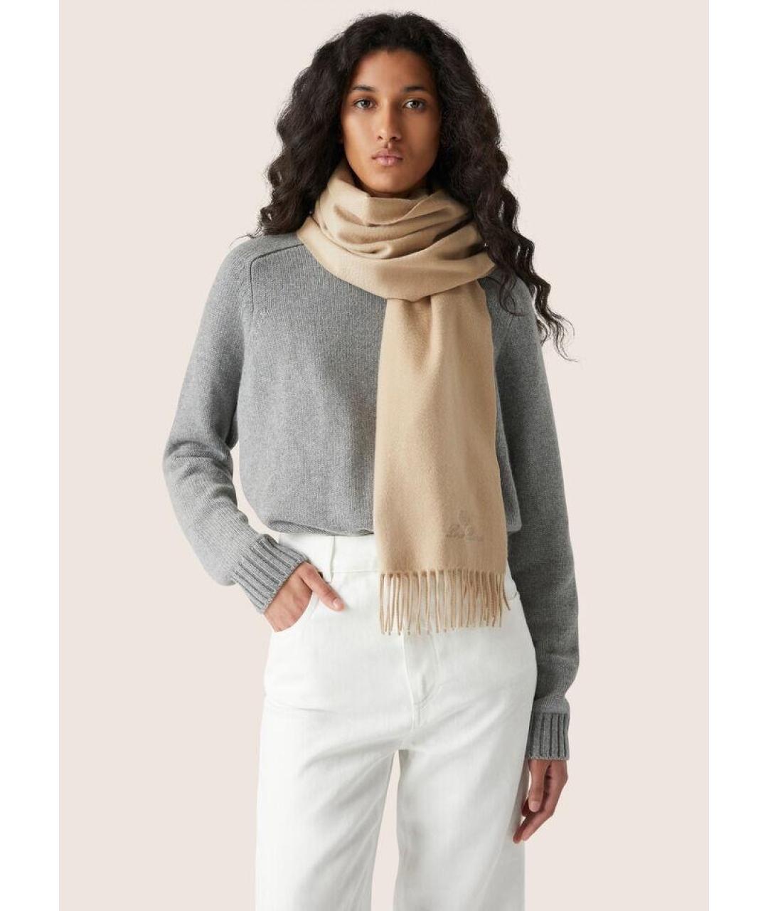 LORO PIANA Бежевый шарф, фото 3