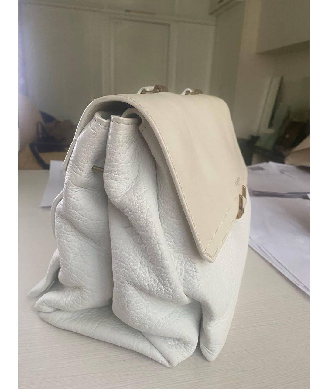LANVIN Белая кожаная сумка с короткими ручками, фото 2