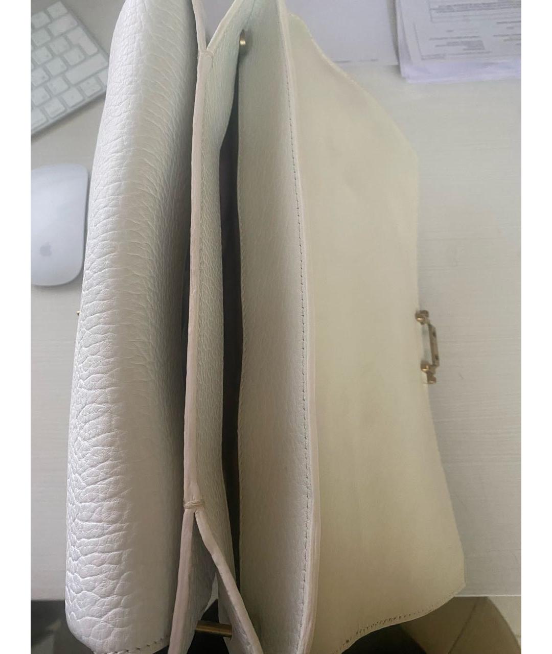 LANVIN Белая кожаная сумка с короткими ручками, фото 4