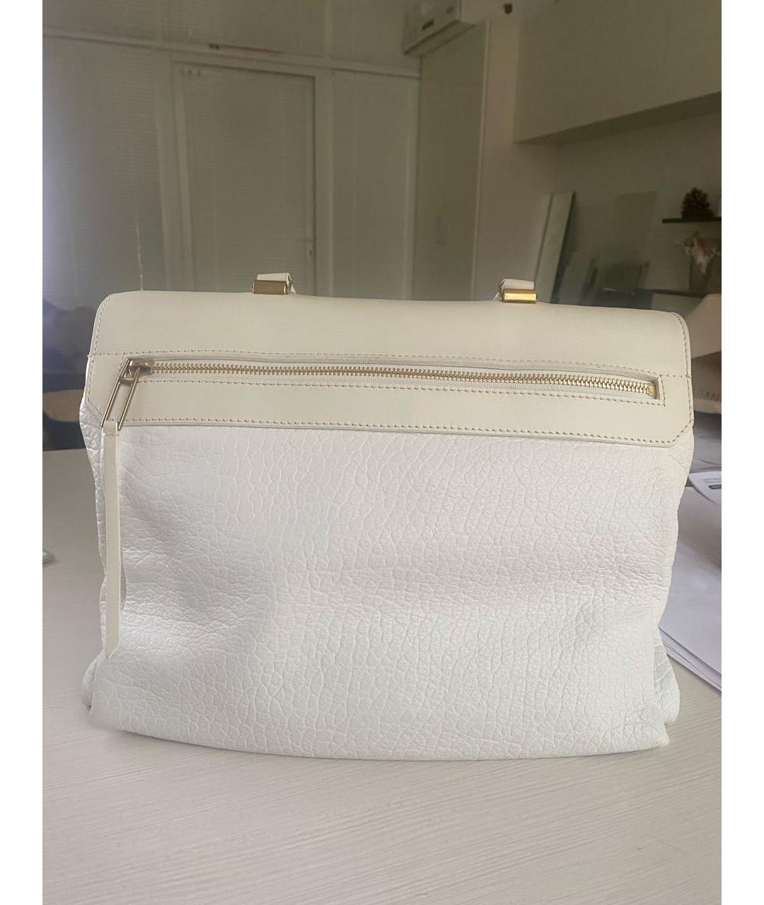 LANVIN Белая кожаная сумка с короткими ручками, фото 3