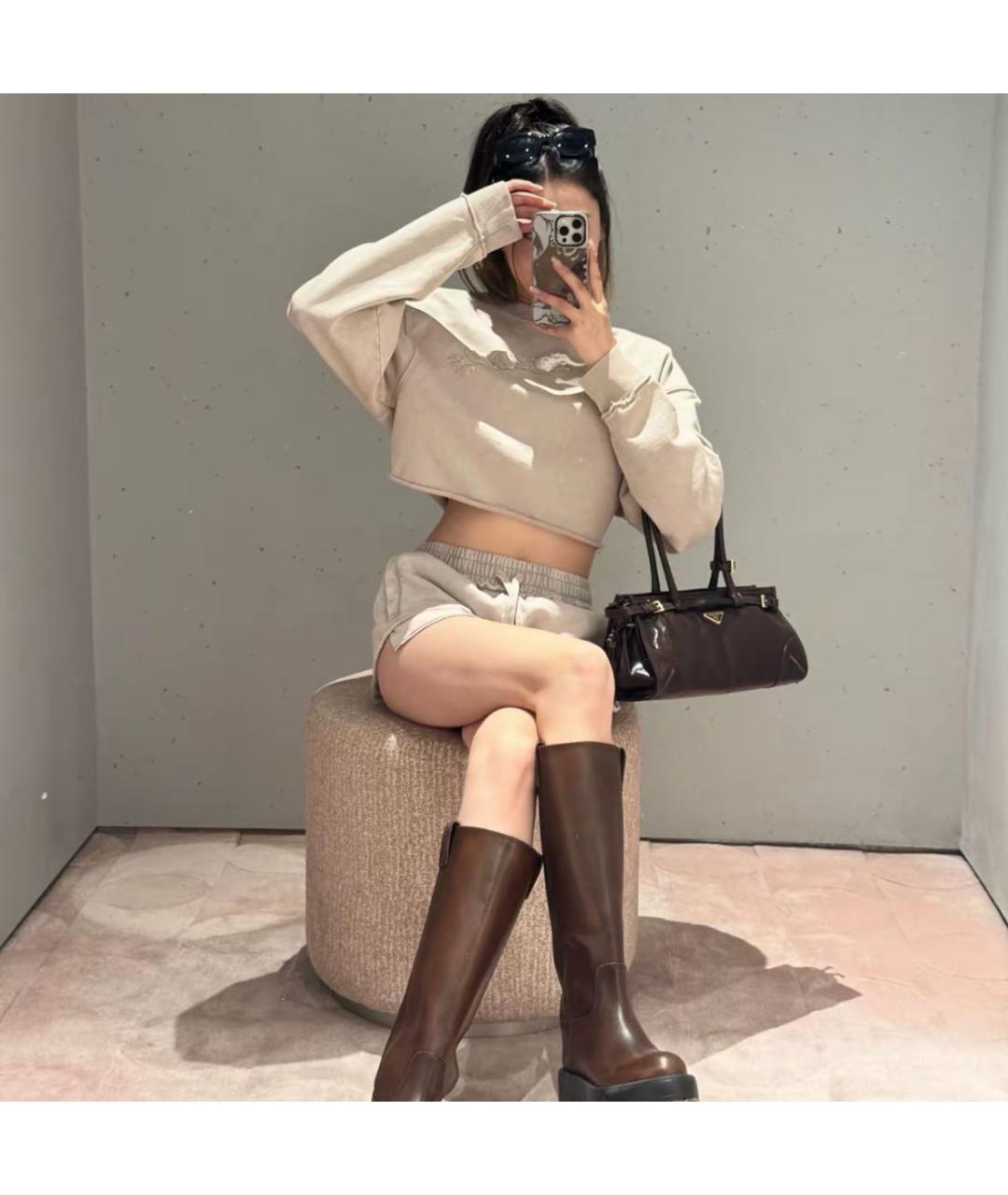 PRADA Коричневая сумка через плечо из лакированной кожи, фото 6