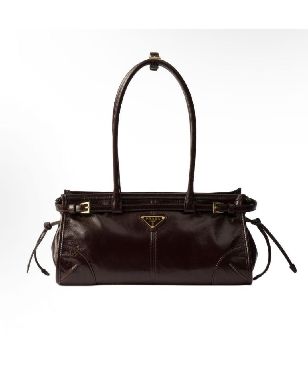 PRADA Коричневая сумка через плечо из лакированной кожи, фото 7