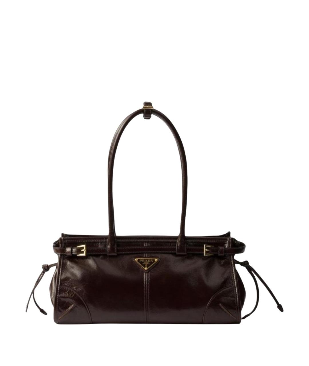 PRADA Коричневая сумка через плечо из лакированной кожи, фото 1