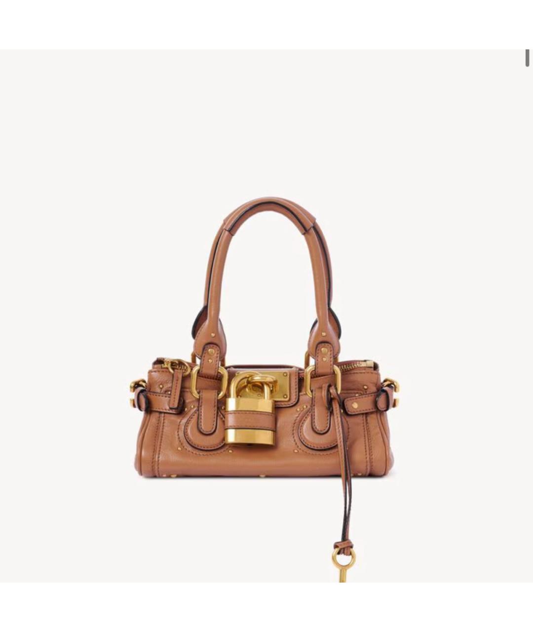 CHLOE Коричневая кожаная сумка с короткими ручками, фото 6