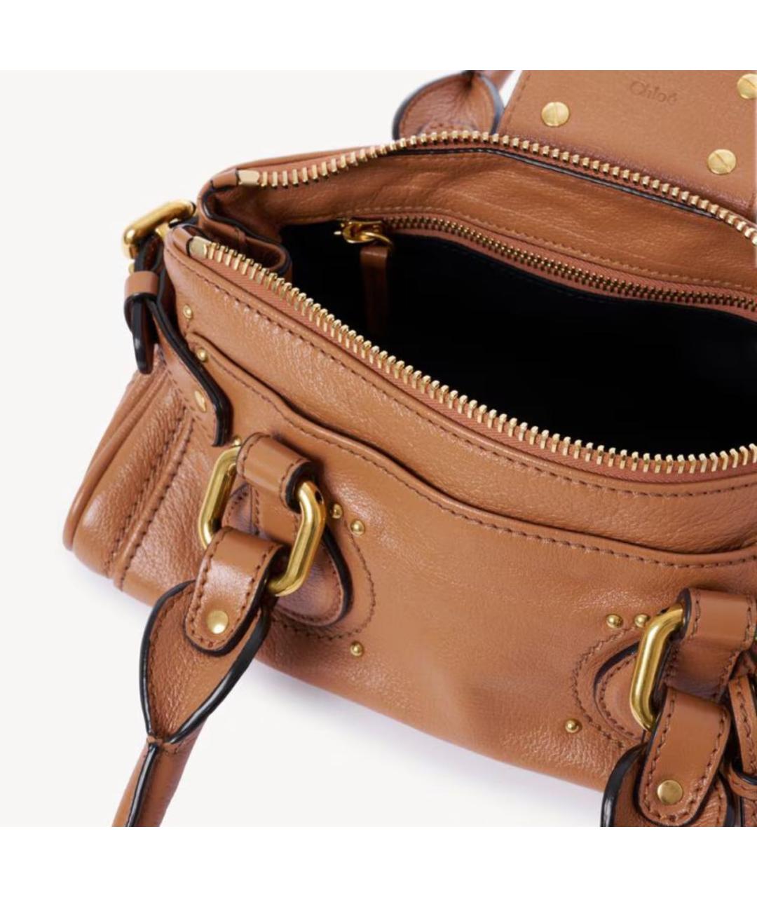 CHLOE Коричневая кожаная сумка с короткими ручками, фото 4