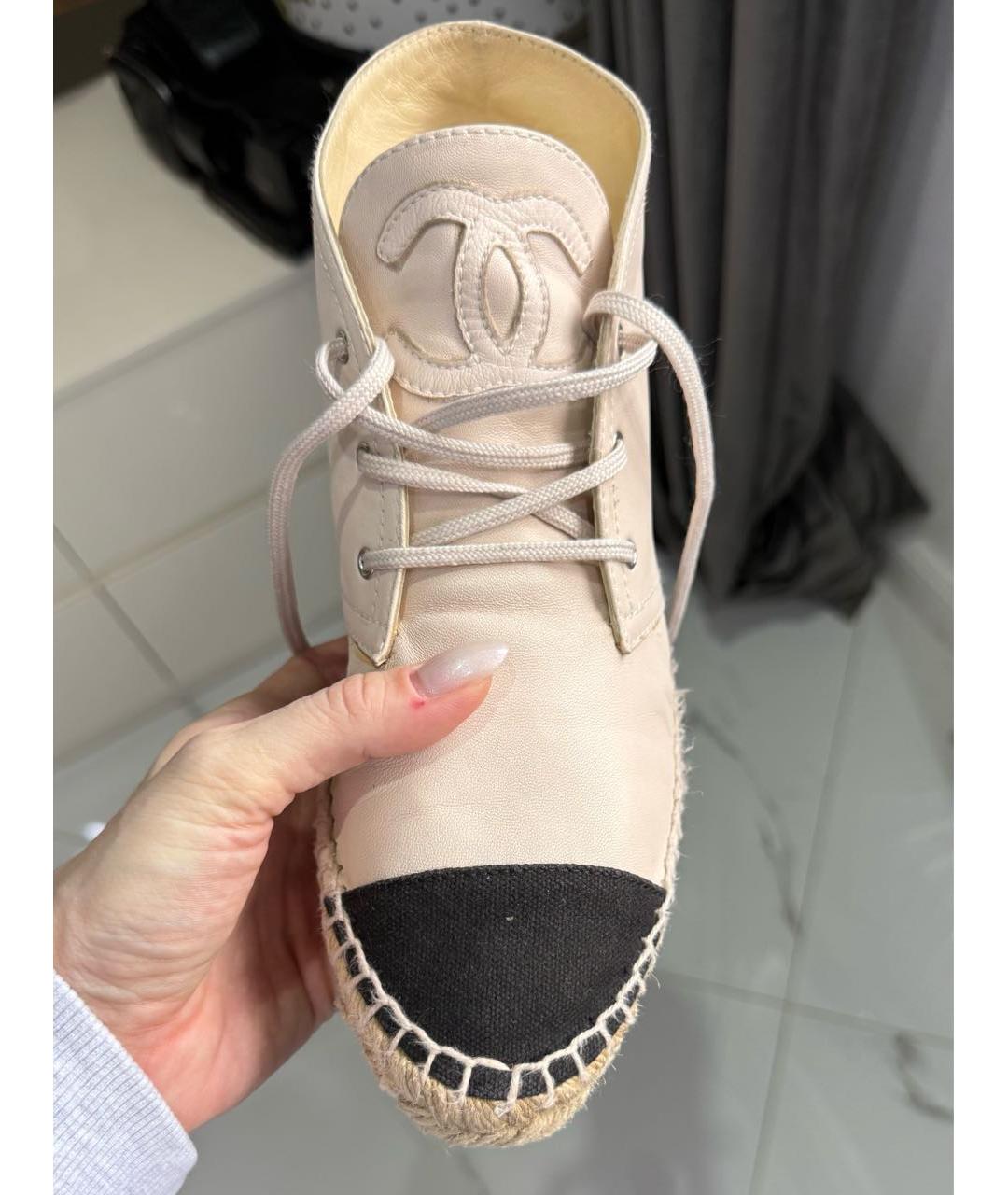 CHANEL Бежевые кожаные ботинки, фото 5