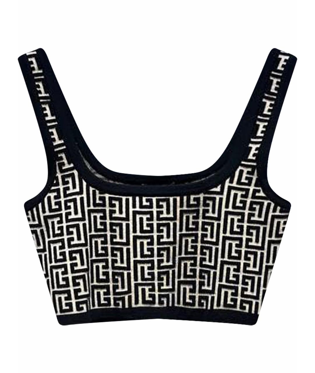 BALMAIN Черная вискозная майка, фото 1