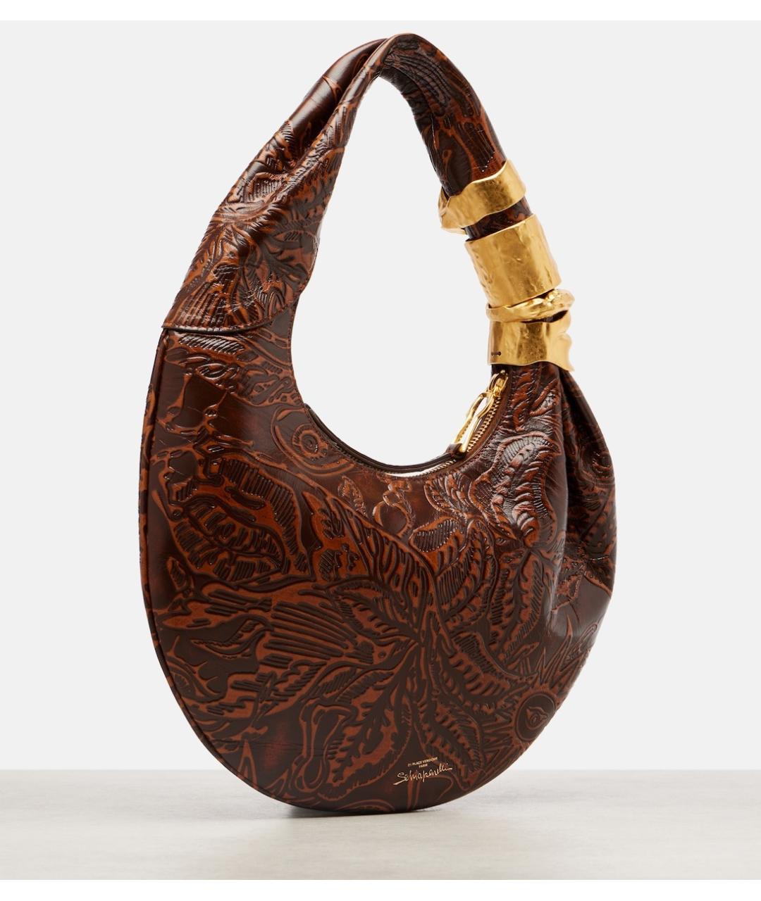 SCHIAPARELLI Коричневая кожаная сумка с короткими ручками, фото 4