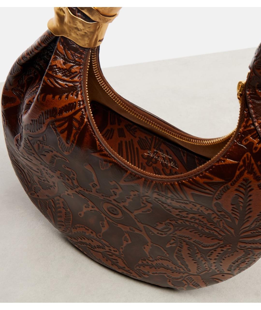 SCHIAPARELLI Коричневая кожаная сумка с короткими ручками, фото 3