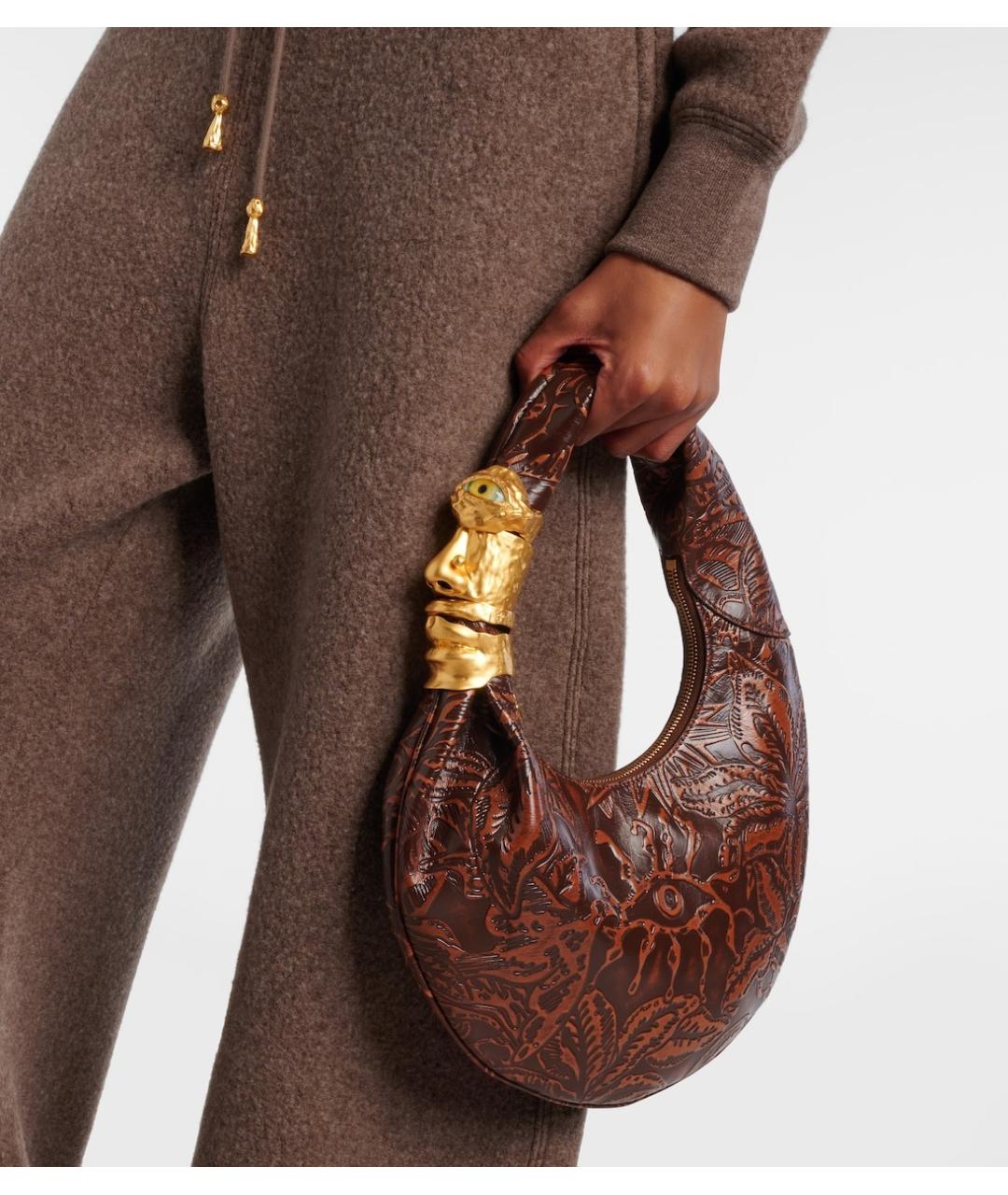 SCHIAPARELLI Коричневая кожаная сумка с короткими ручками, фото 2