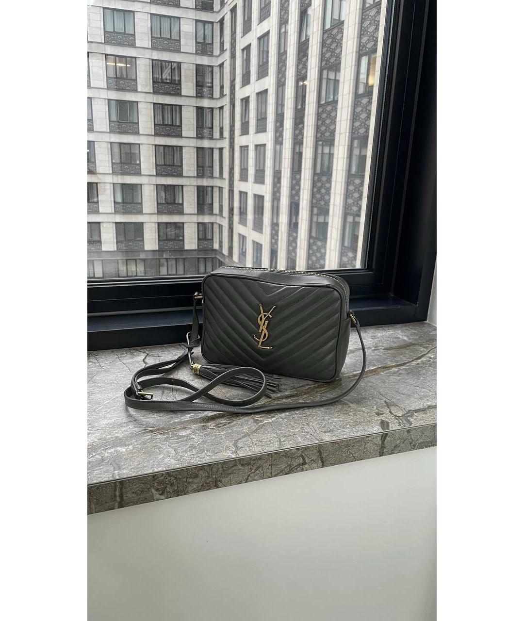 SAINT LAURENT Серая кожаная сумка через плечо, фото 2