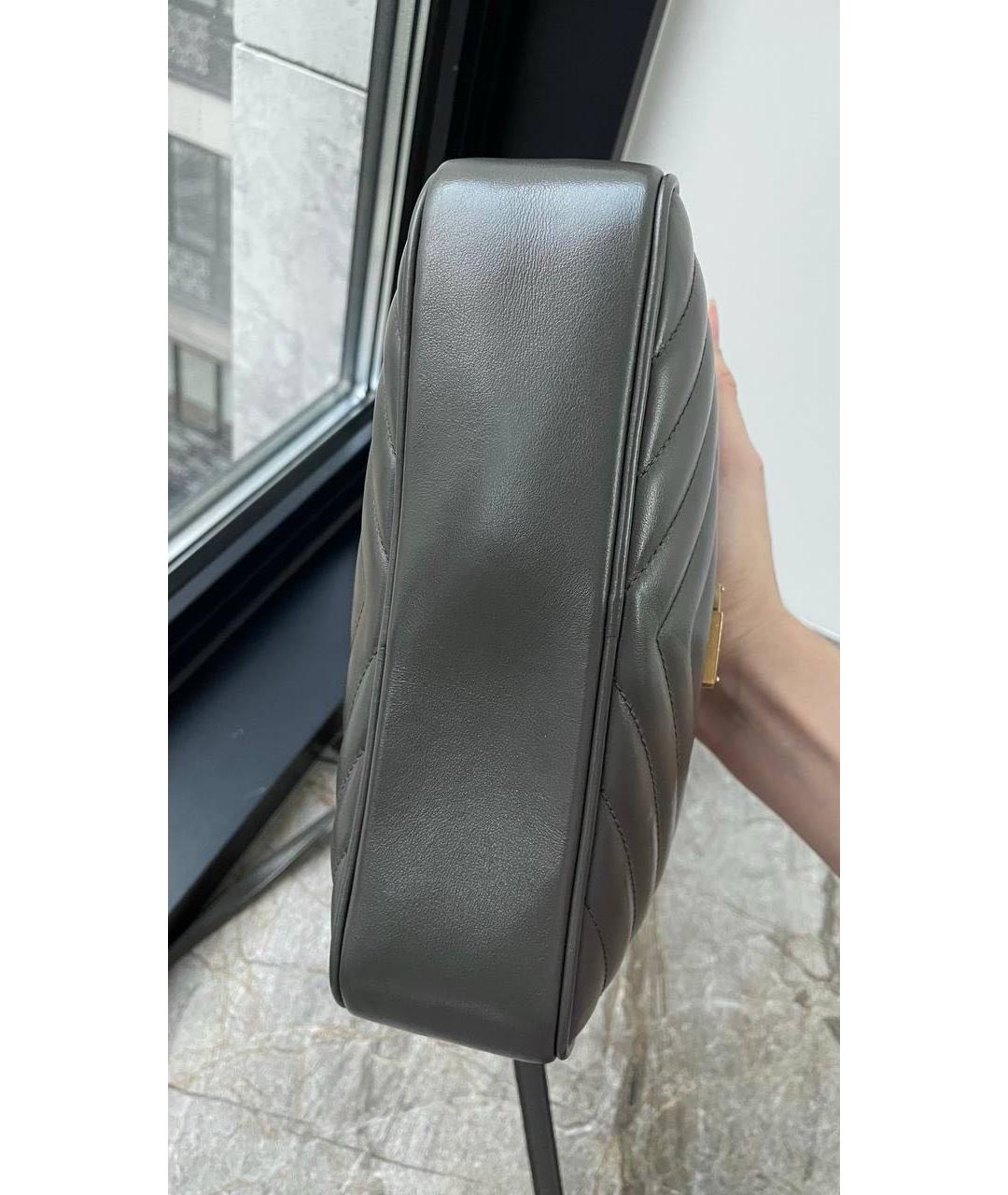 SAINT LAURENT Серая кожаная сумка через плечо, фото 6
