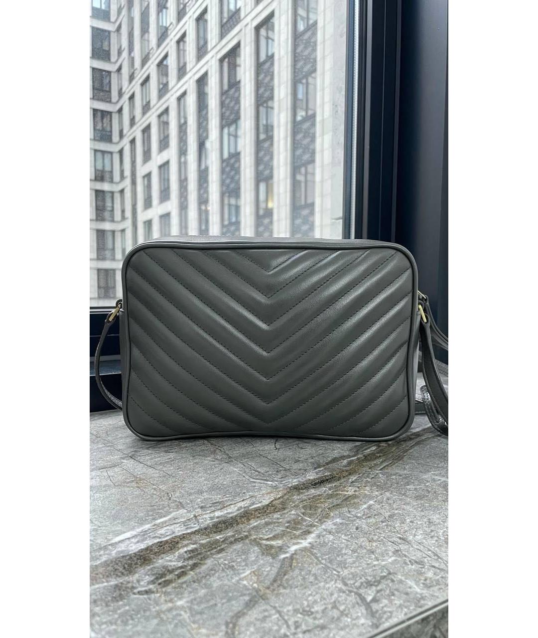 SAINT LAURENT Серая кожаная сумка через плечо, фото 3