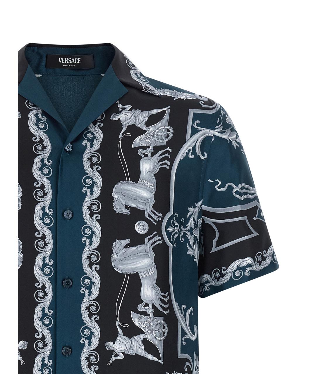 VERSACE Синяя шелковая кэжуал рубашка, фото 3