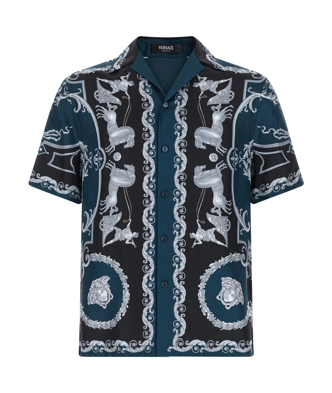 VERSACE Синяя шелковая кэжуал рубашка, фото 1