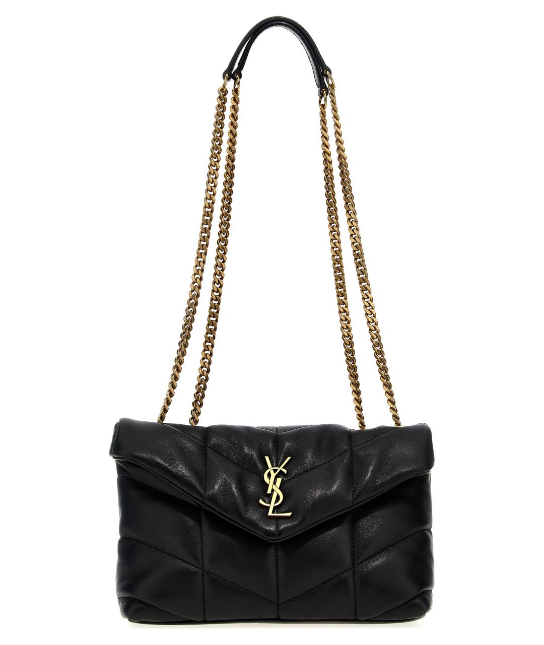 SAINT LAURENT Черная кожаная сумка через плечо, фото 1